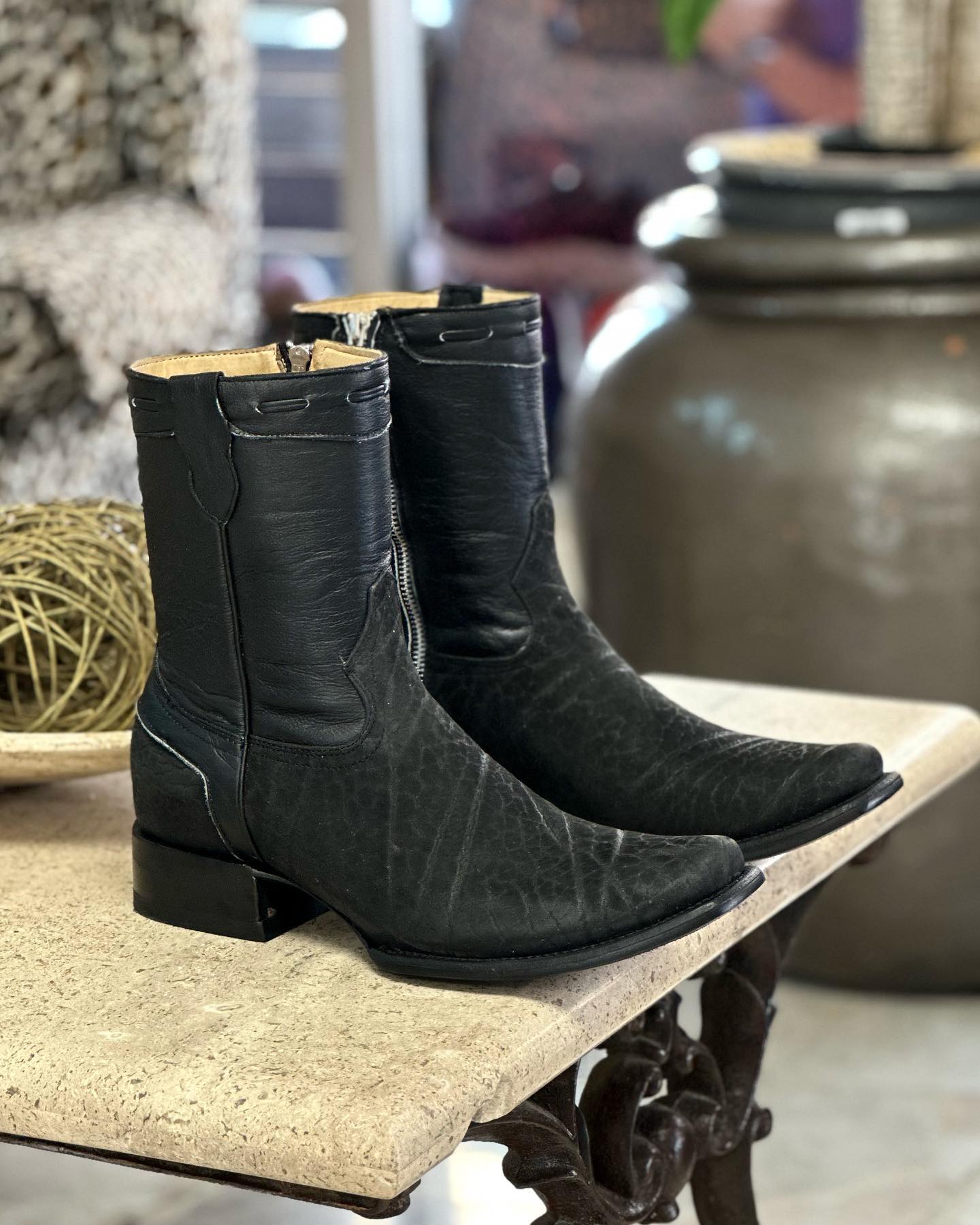 Vintage Carved Ranch Cowboy Boots