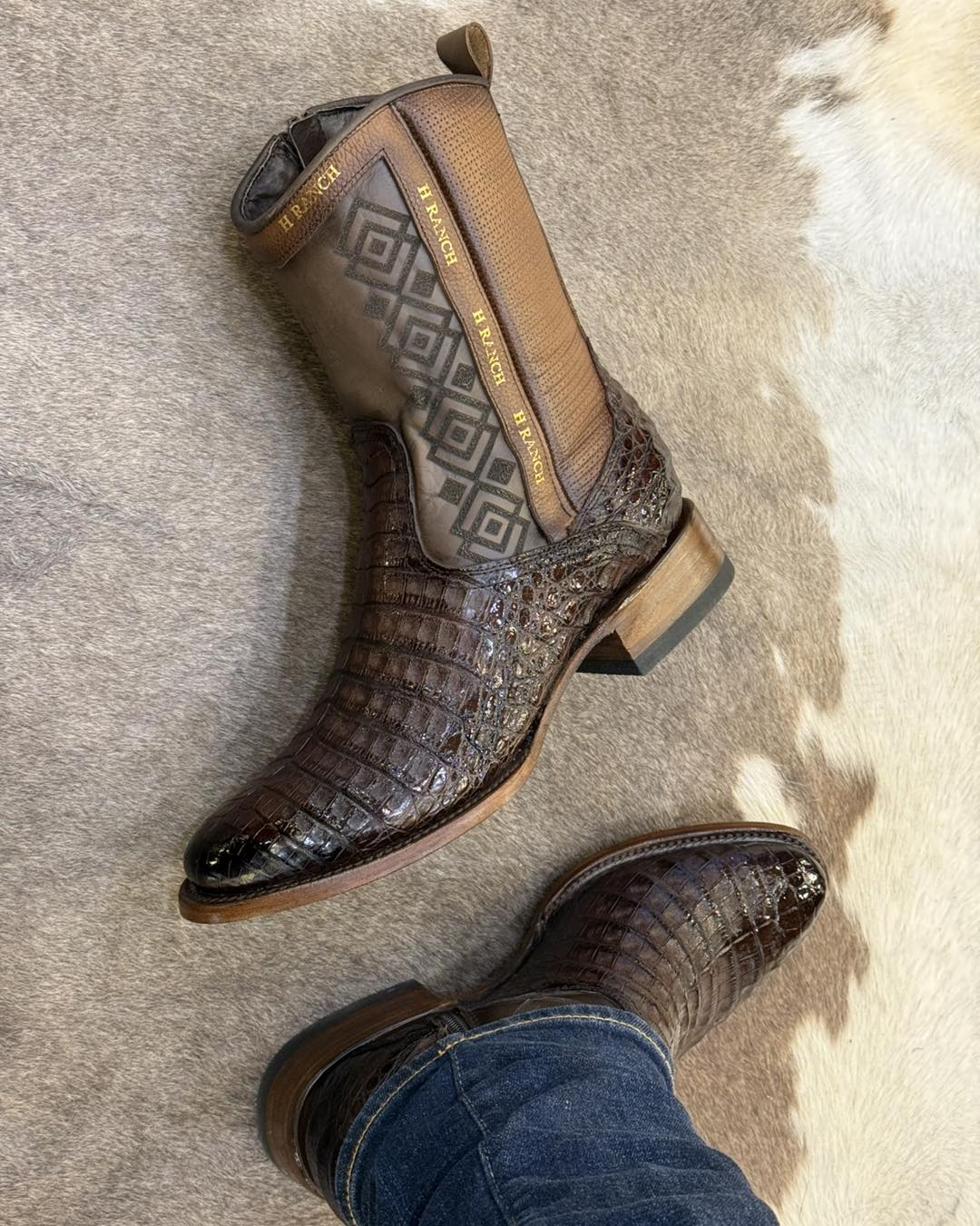 Vintage Crocodile Leather Cowboy Boots
