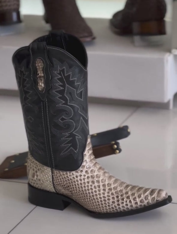 Hand Embroidered Python Cowboy Boots