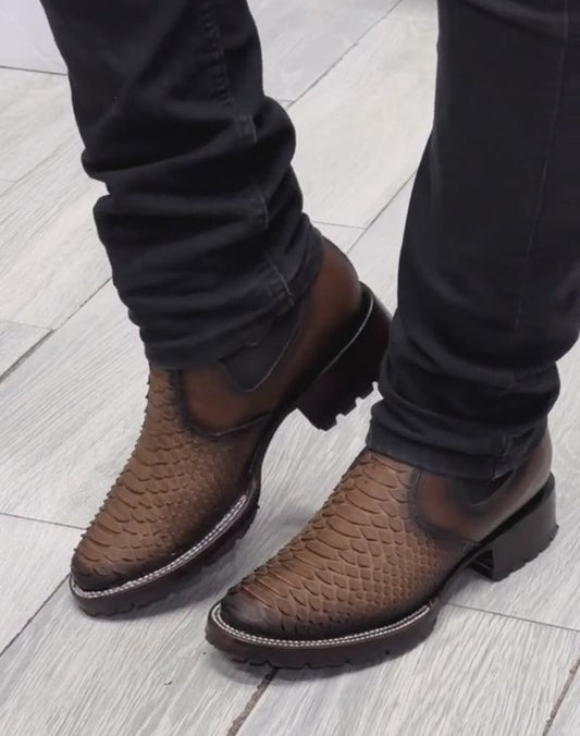 Handmade Vintage Python Ankle Boots