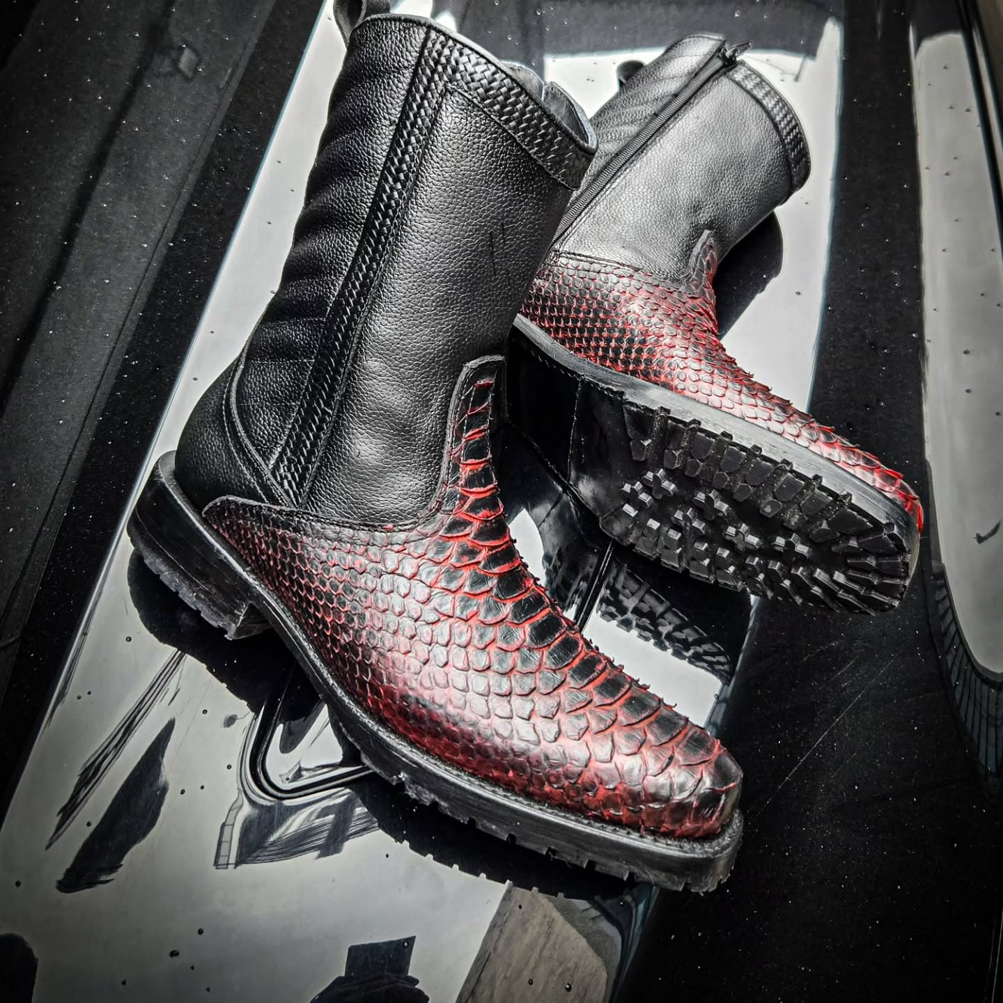 Vintage Cherry Python Cowboy Boots