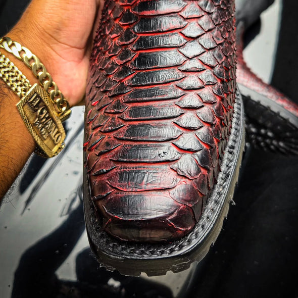 Vintage Cherry Python Cowboy Boots