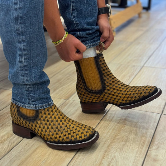Vintage Woven Ankle Boots