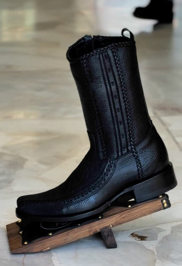 Hand Carved Vintage Ranch Cowboy Boots