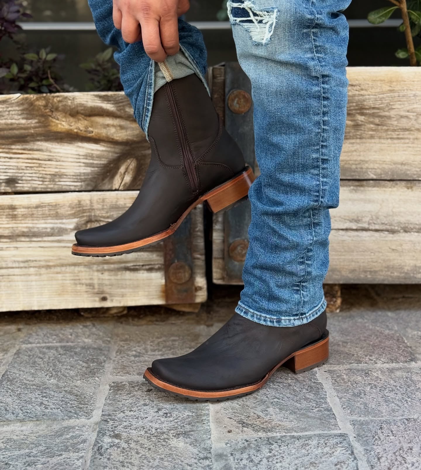 Italian Cowhide Ranch Cowboy Boots
