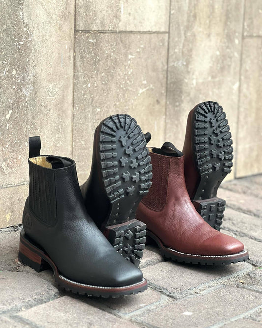 Solid Color Cowhide Western Boots
