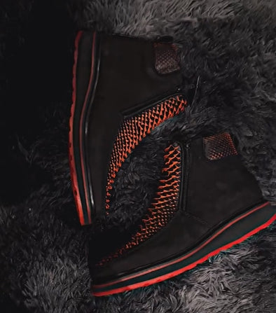 Cherry Python Cowboy Ankle Boots