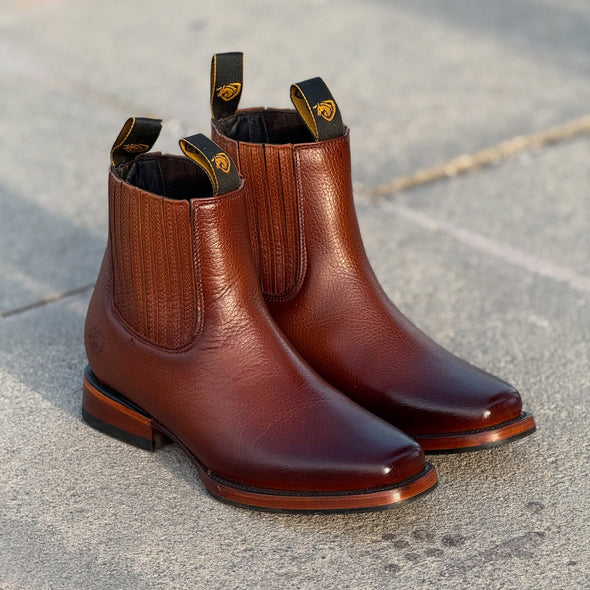 Elegant Pointed Toe Cowhide Ankle Boots