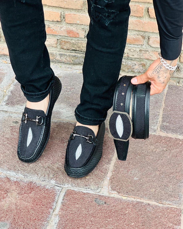 Vintage Textured Cowhide Loafers