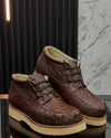 Handmade Thick-soled Ostrich Leather Shoes