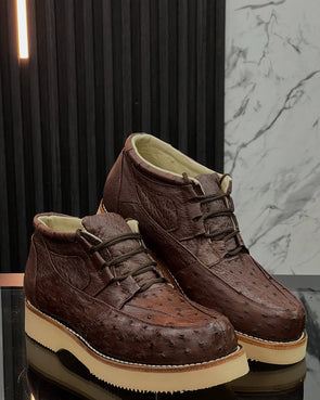 Handmade Thick-soled Ostrich Leather Shoes