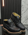 Handmade Thick-soled Ostrich Leather Shoes