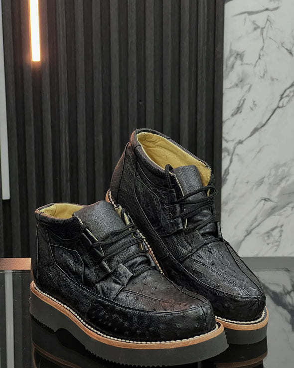 Handmade Thick-soled Ostrich Leather Shoes
