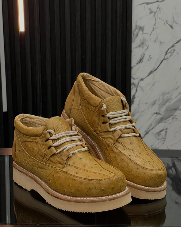 Handmade Thick-soled Ostrich Leather Shoes
