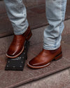 Cowhide Embroidered Ankle Boots