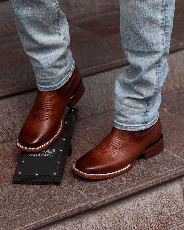 Cowhide Embroidered Ankle Boots