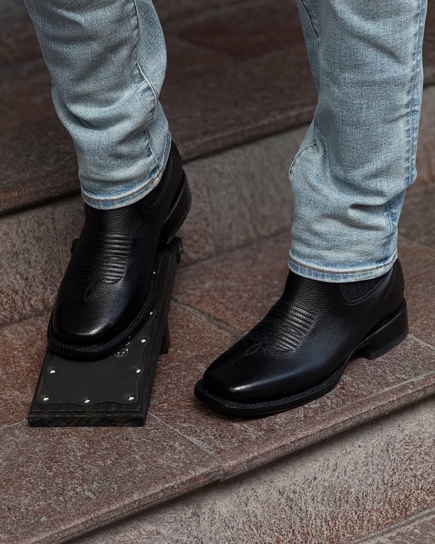 Cowhide Embroidered Ankle Boots