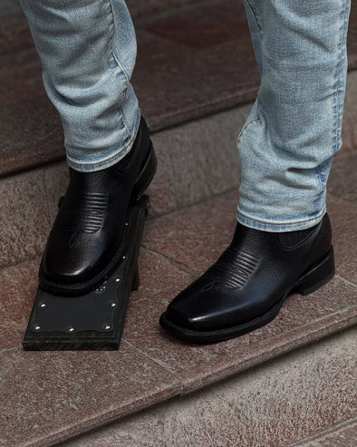 Cowhide Embroidered Ankle Boots