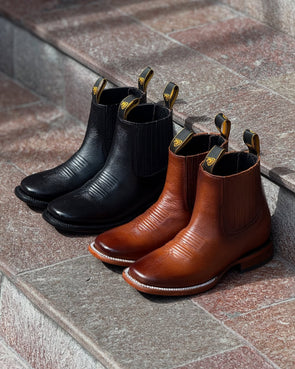Cowhide Embroidered Ankle Boots