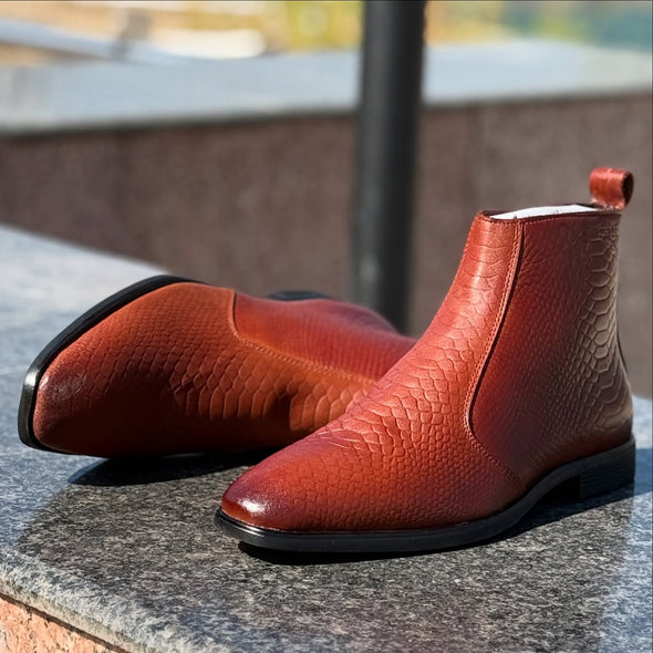 Brandy Crocodile Chelsea Boots