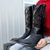 Black Stingray Leather Boots - Square Toe