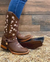 Diamond-encrusted Floral Embroidered Boots
