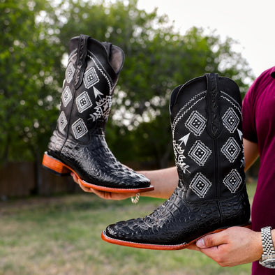 Black Caiman Neck Boots