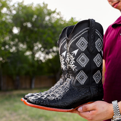 Black Caiman Neck Boots
