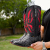 Midnight Gray Caiman Neck Boots
