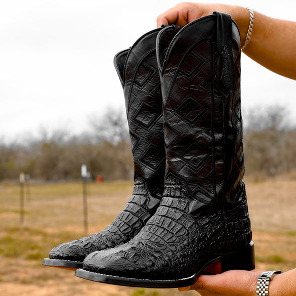 Black Caiman Neck Boots