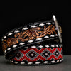 Hand-Tooled Artesanal Beaded Leather Belt