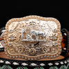 Hand-Tooled Artesanal Beaded Leather Belt