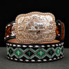 Hand-Tooled Artesanal Beaded Leather Belt