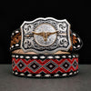 Hand-Tooled Artesanal Beaded Leather Belt