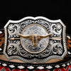 Hand-Tooled Artesanal Beaded Leather Belt