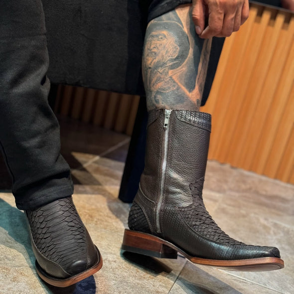 Italian Python Skin Ranch Cowboy Boots