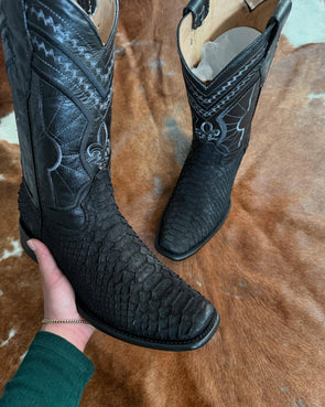 Vintage Embroidered Python Skin Ranch Boots