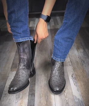 Vintage Ostrich Skin Cowboy Boots