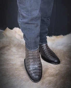 Italian Crocodile Ankle Boots
