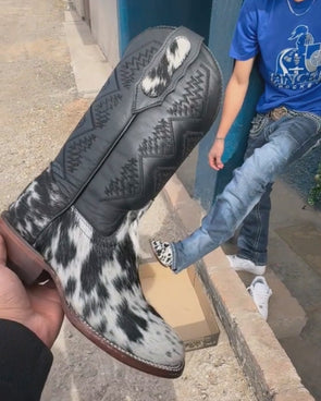 Handcrafted Cowhide Ranch Cowboy Boots