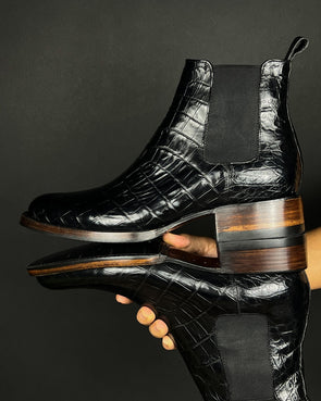 Crocodile Neck Western Ankle Boots
