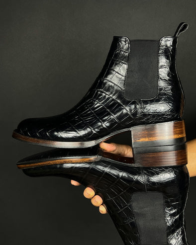 Crocodile Neck Western Ankle Boots