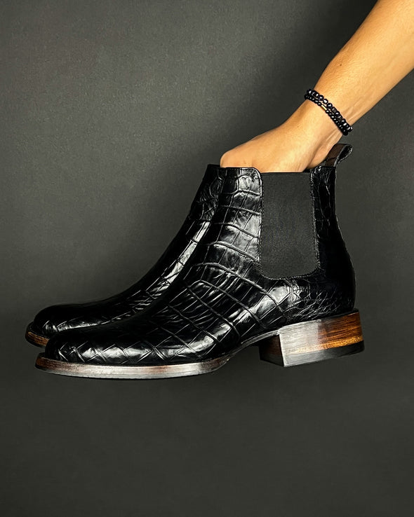 Crocodile Neck Western Ankle Boots