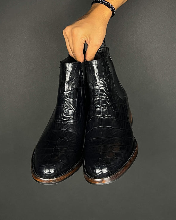 Crocodile Neck Western Ankle Boots