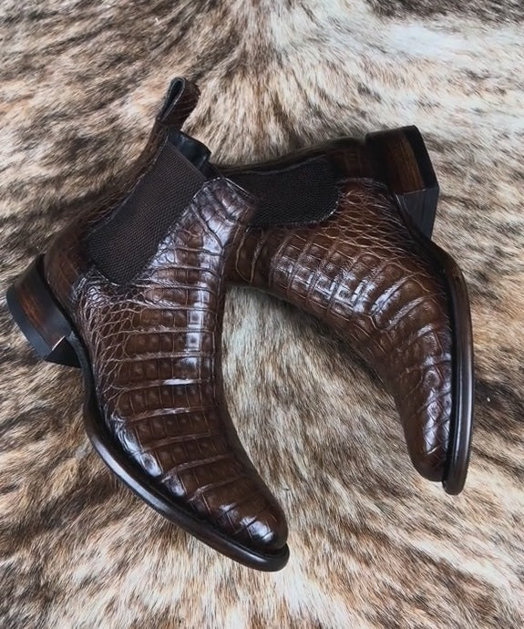 Crocodile Neck Western Ankle Boots