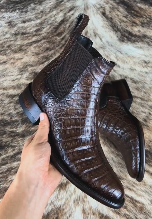 Crocodile Neck Western Ankle Boots