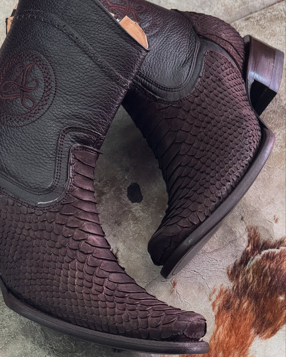 Hand-carved Python Skin Ranch Cowboy Boots