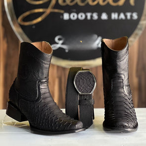 Hand-carved Python Skin Ranch Cowboy Boots