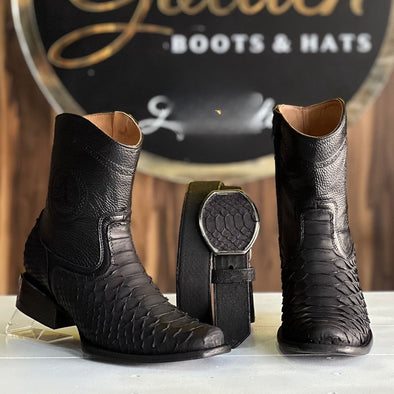 Hand-carved Python Skin Ranch Cowboy Boots