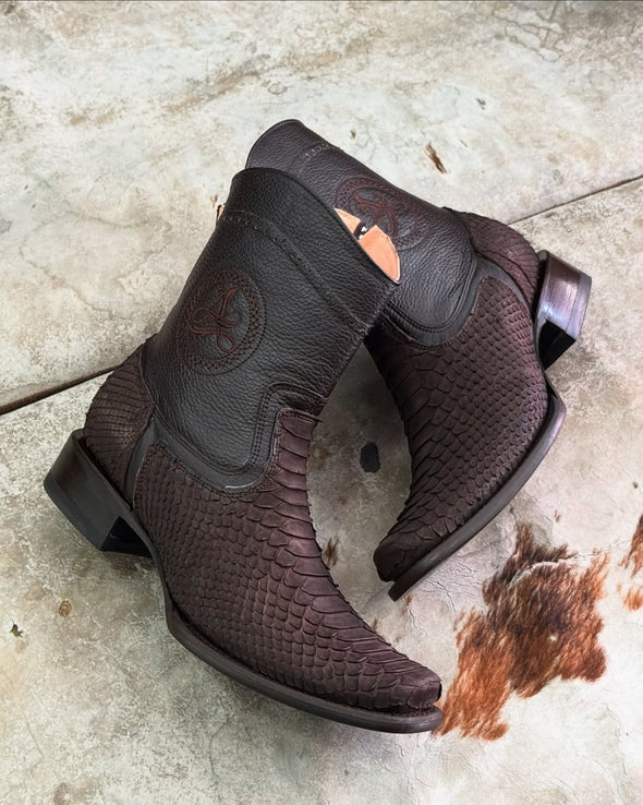 Hand-carved Python Skin Ranch Cowboy Boots